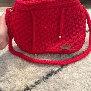 Chic Red Handwoven Bag